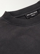 Balenciaga - Oversized Logo-Embroidered Cotton-Jersey T-Shirt - Black