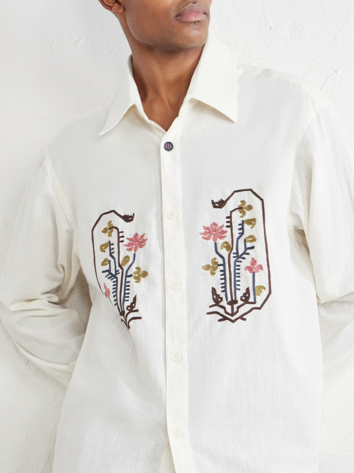 Kardo - Luis Embroidered Cotton Shirt - Neutrals