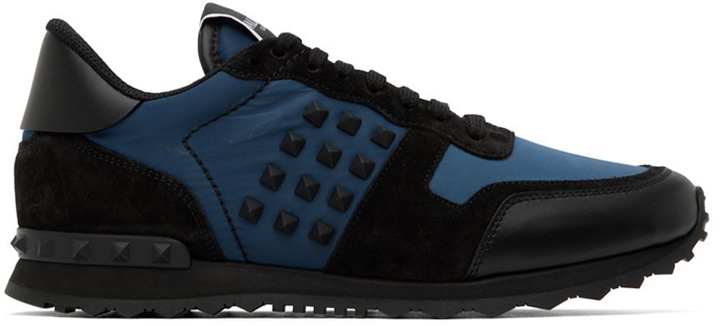 Photo: Valentino Garavani Blue & Black Rockstud Sneakers