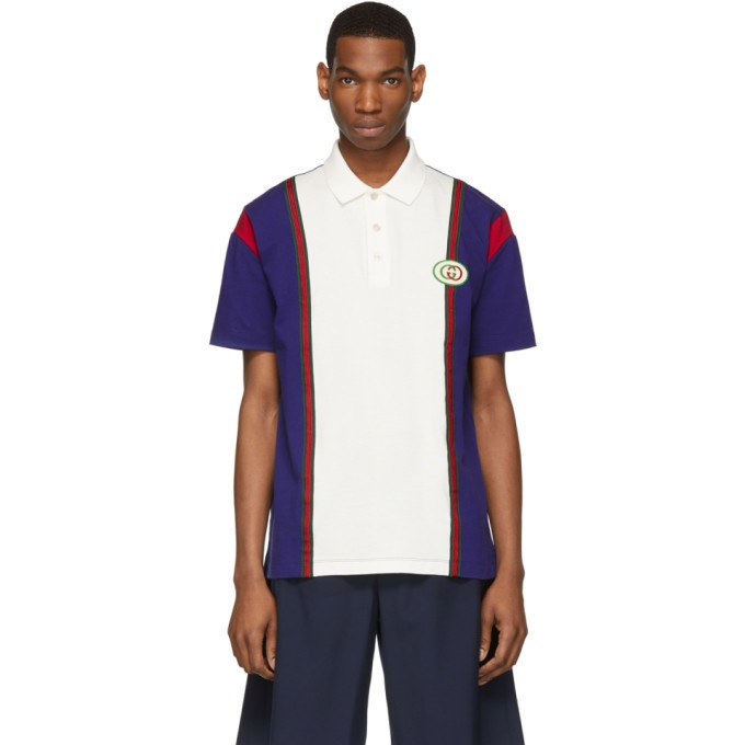 Photo: Gucci White and Blue GG Patch Polo