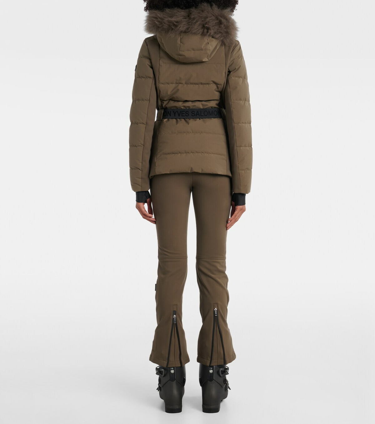 Yves Salomon Doudoune 64cm belted down jacket