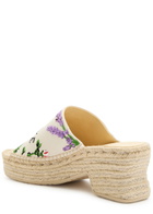 Loewe Petal 80 Espadrille Embroidered Canvas Slides Beige