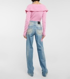 Blumarine - Floral embellished wide-leg jeans