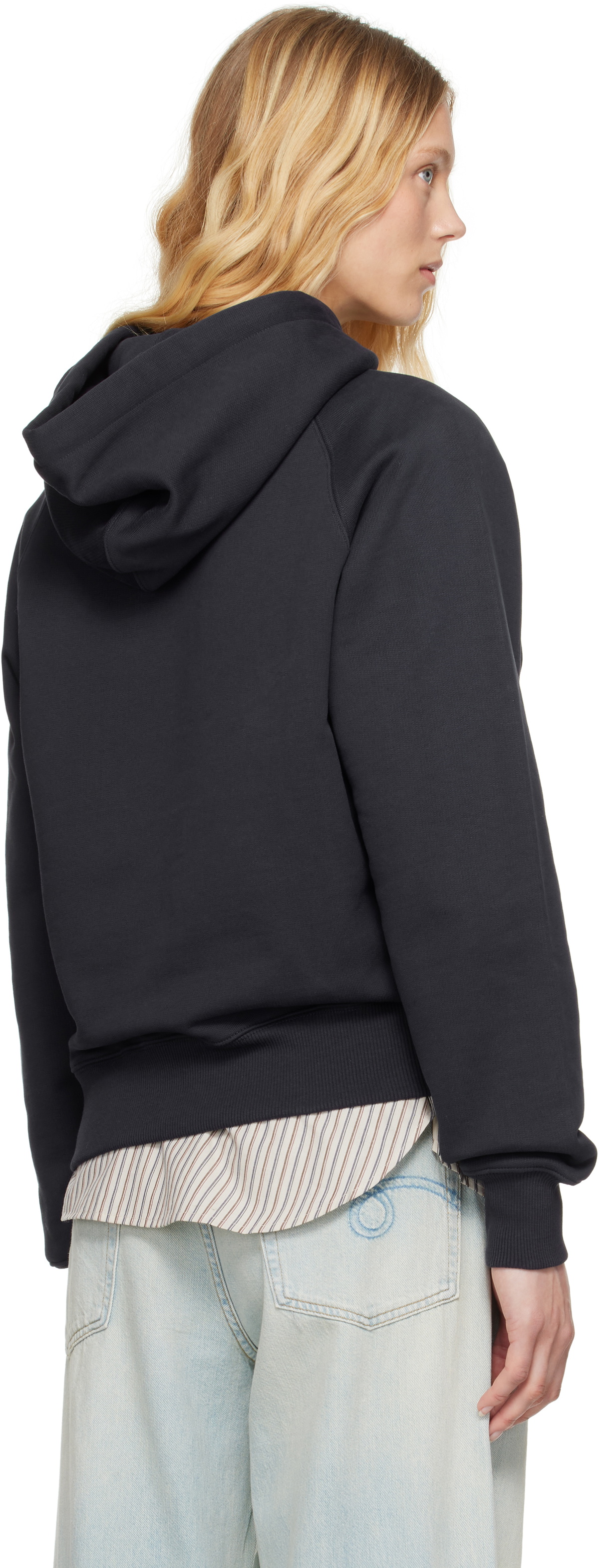 AMI Paris Navy Cotton 'Ami Paris' Patch Hoodie