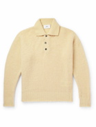 AMI PARIS - Brushed-Knit Polo Shirt - Neutrals