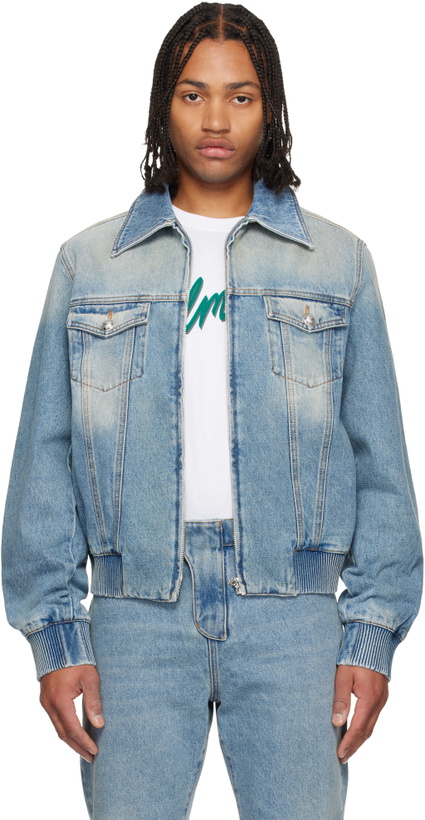 Photo: Balmain Blue Cropped Lined Denim Jacket