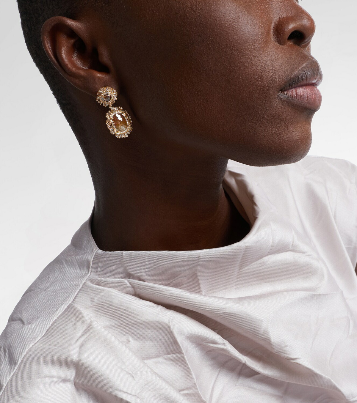 Suzanne Kalan Doublet 18kt gold drop earrings with diamonds