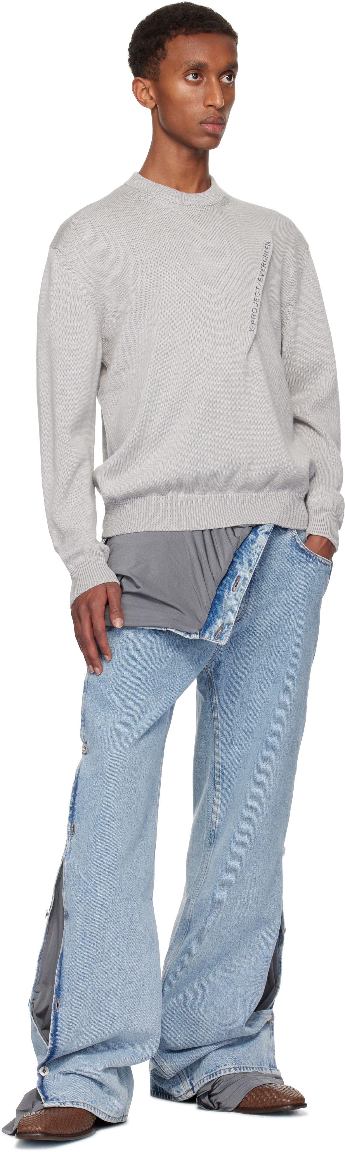 Y/Project Blue & Gray Collapsed Waist Jeans