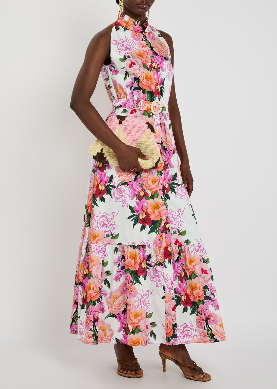 Borgo DE Nor Biba Floral-print Belted Cotton Maxi Dress Multicoloured