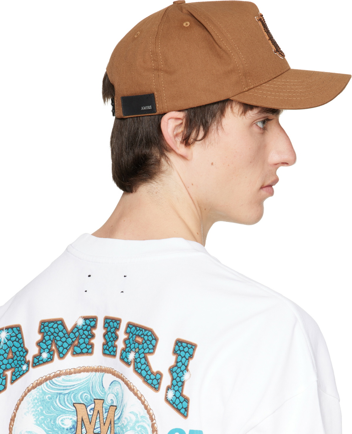AMIRI Tan Crystal MA Outline Canvas Hat