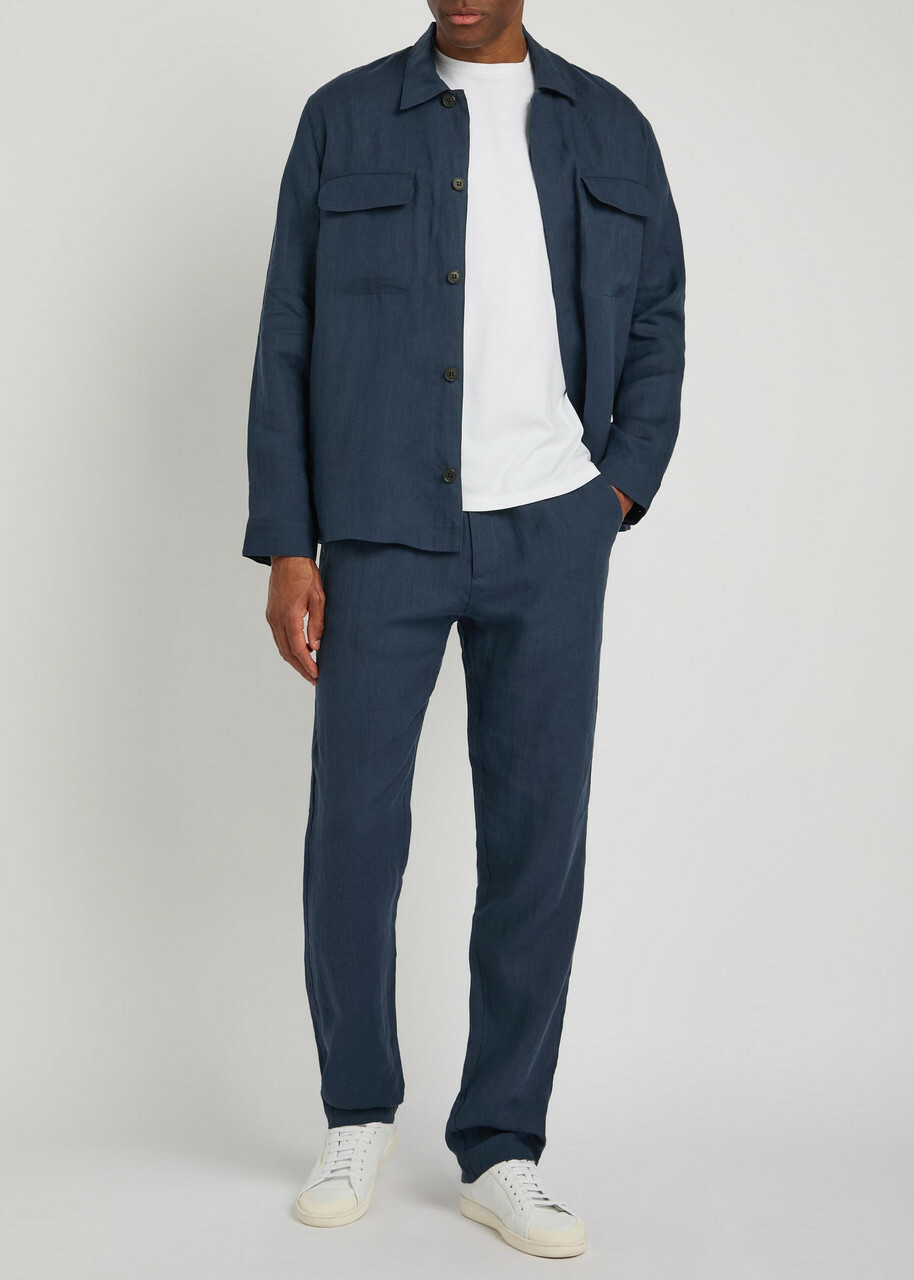 Sunspel Linen Overshirt Navy 01