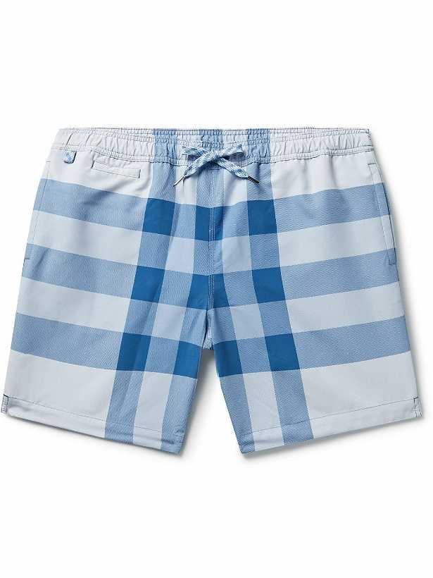 Photo: Burberry - Straight-Leg Mid-Length Checked Swim Shorts - Blue