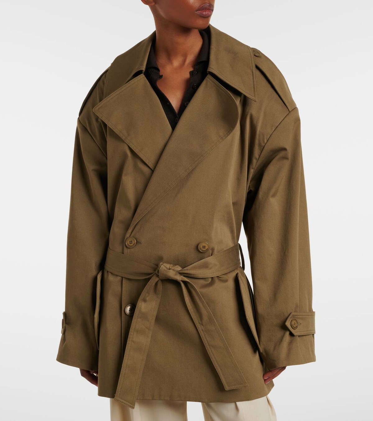 トレンチコート The Frankie Shop Zurich Trench Coat The Frankie Shop Zurich oversized cotton cropped trench coat