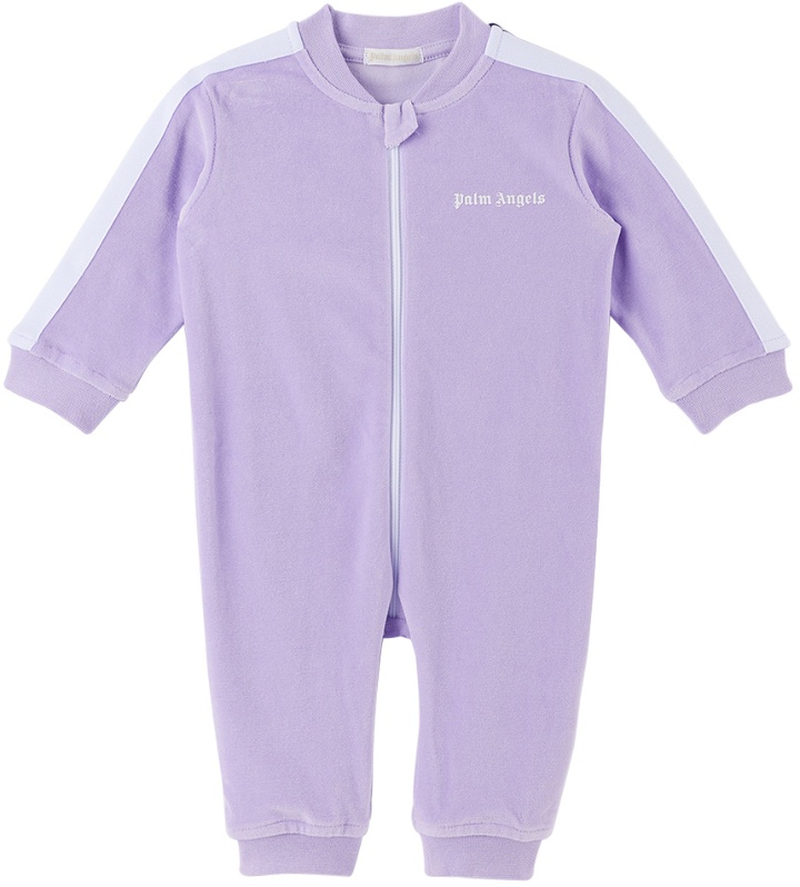 Photo: Palm Angels Baby Purple Stripe Trim Jumpsuit