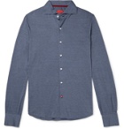 Isaia - Cutaway-Collar Silk and Cotton-Blend Shirt - Blue