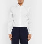 Brioni - White Slim-Fit Cutaway-Collar Cotton-Jacquard Shirt - Men - White