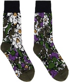 sacai Khaki Floral Socks