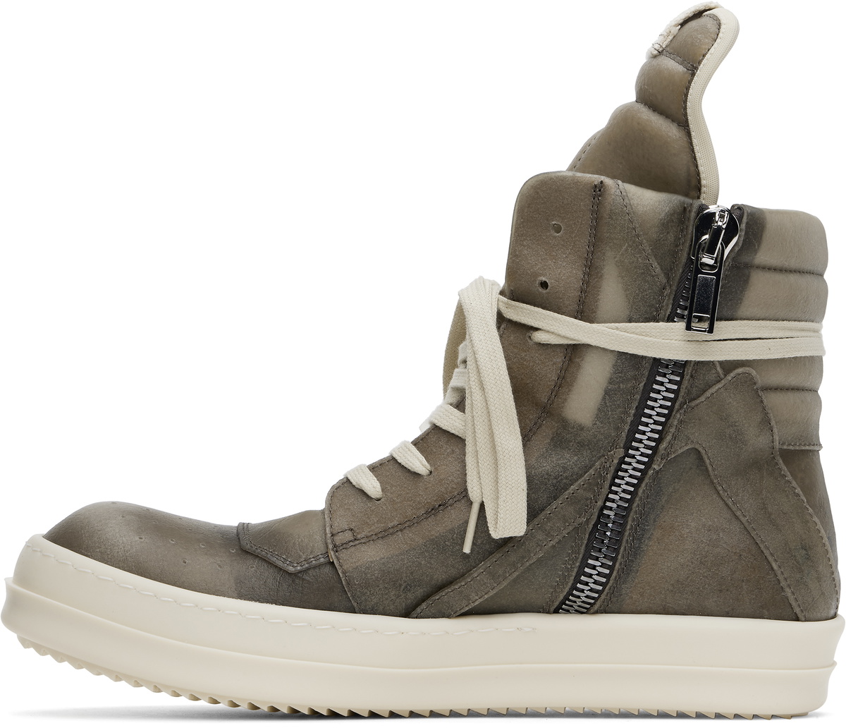 【正規品】Rick Owens トープ Hollywood Geobasket スニーカー Black & Off-White Hollywood Jumbolace Geobasket Sneakers by
