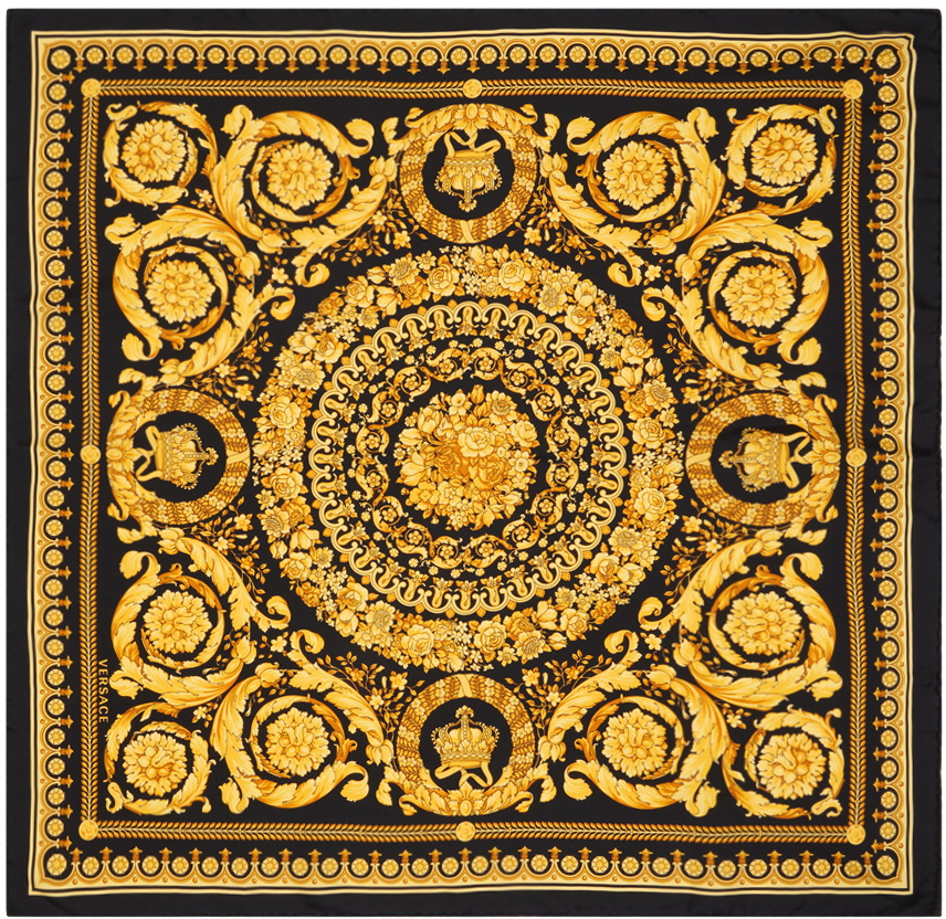 Versace Black & Gold Barocco Scarf Versace