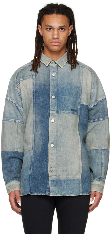 Photo: AMBUSH Blue Patchwork Shirt