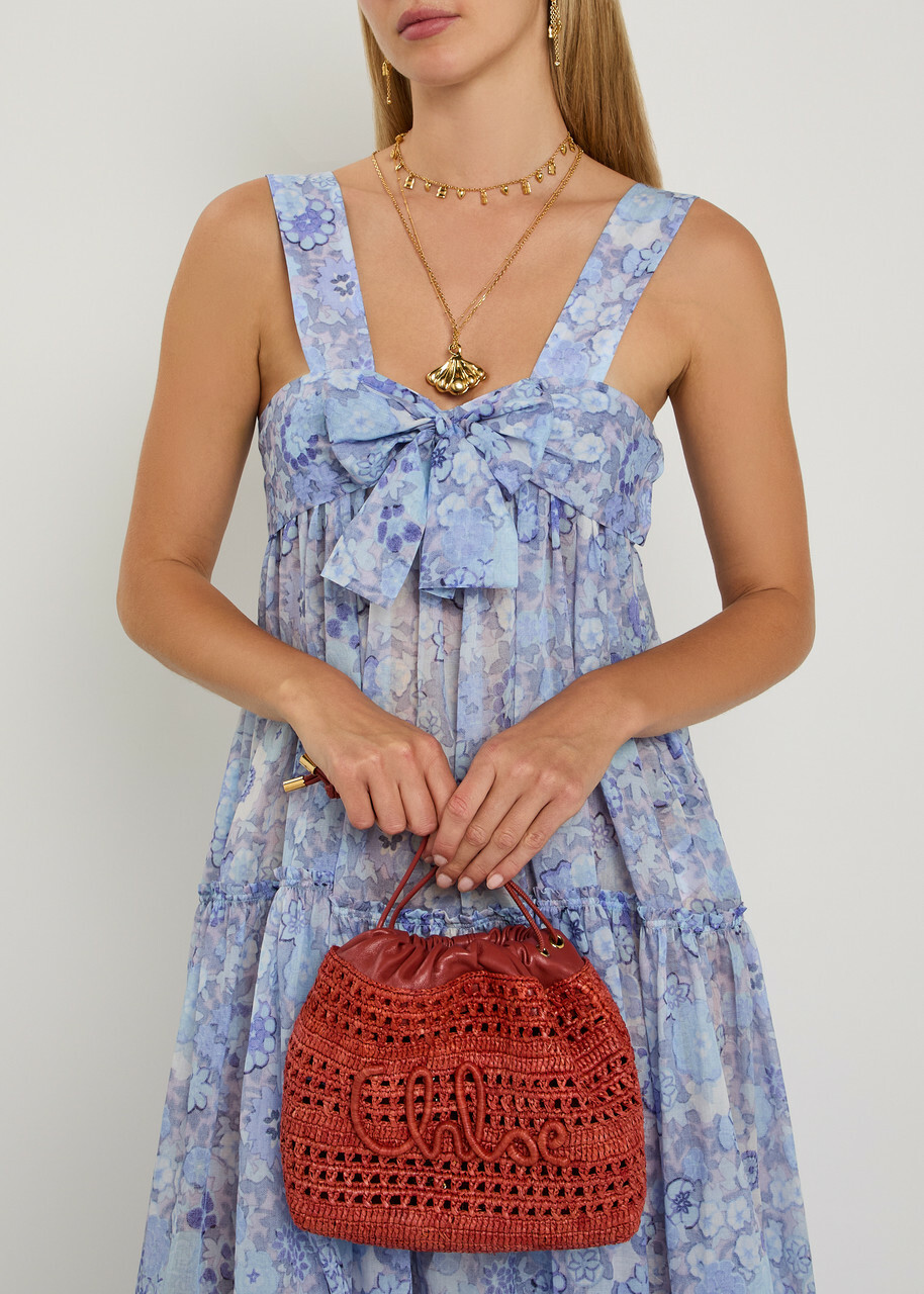 Chloe Floral-print Tiered Cotton Midi Dress Blue
