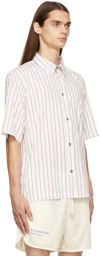 Han Kjobenhavn White & Brown Stripe Boxy Short Sleeve Shirt