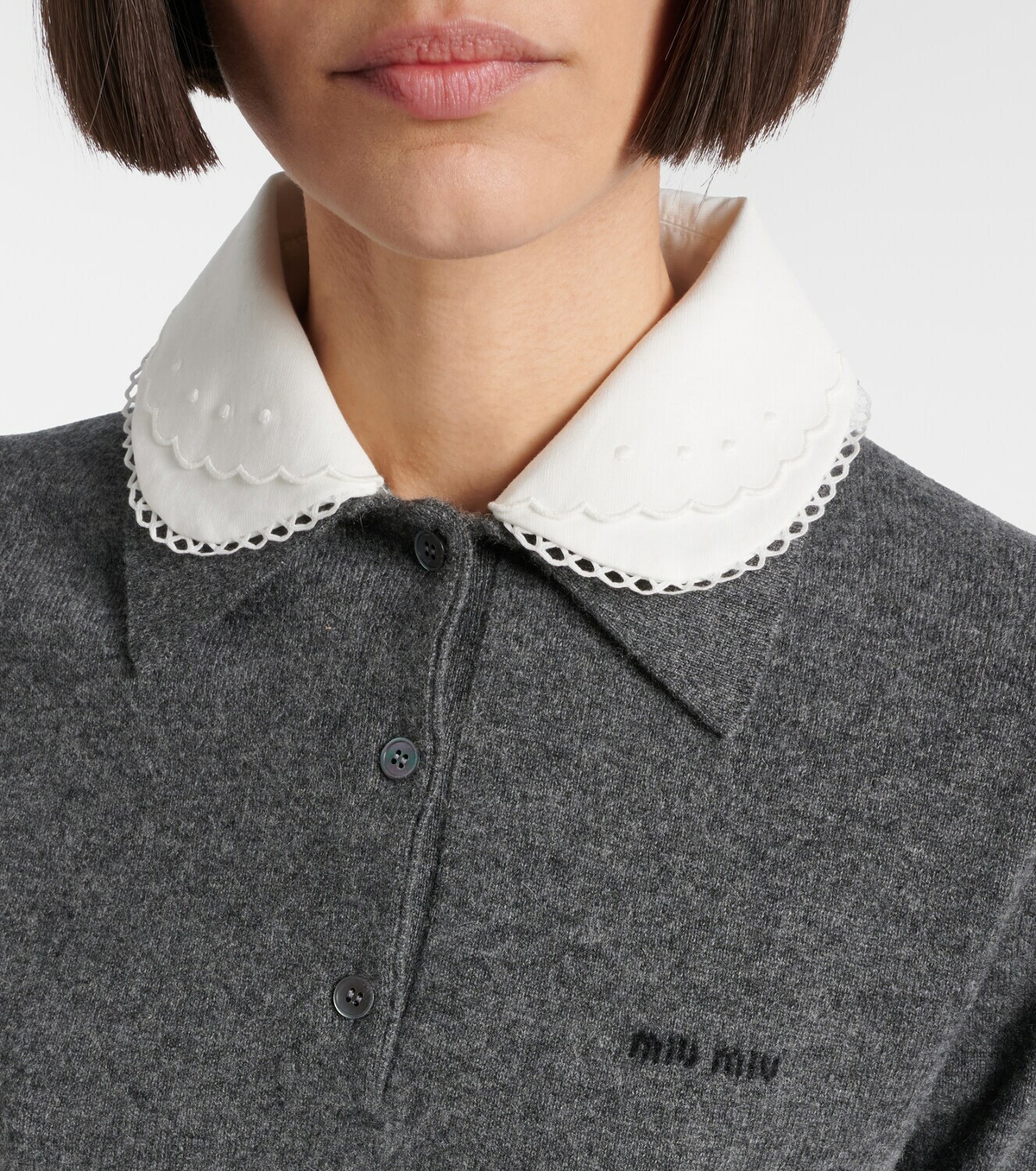 Miu Miu Logo cashmere polo shirt