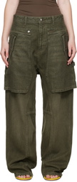 Andersson Bell Green Raptor Layered Wide-Leg Jeans