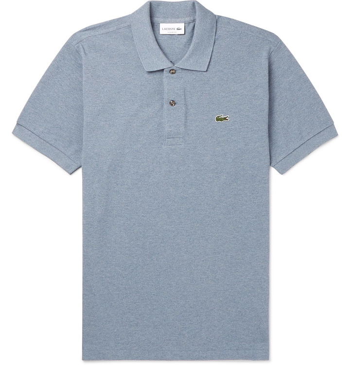 Photo: Lacoste - Mélange Cotton-Piqué Polo Shirt - Blue