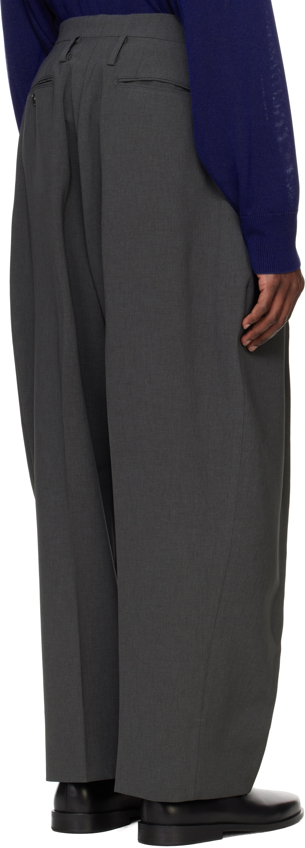 RAINMAKER KYOTO Gray Double Cloth 3-Pleated Trousers RAINMAKER KYOTO