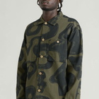 Folk Men's Patch Overshirt in Olive Navy Cast Print