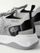 Berluti - Shadow Leather-Trimmed Stretch-Knit Sneakers - Gray