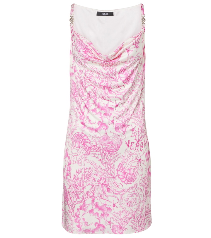 Photo: Versace Underwater Barocco draped satin minidress