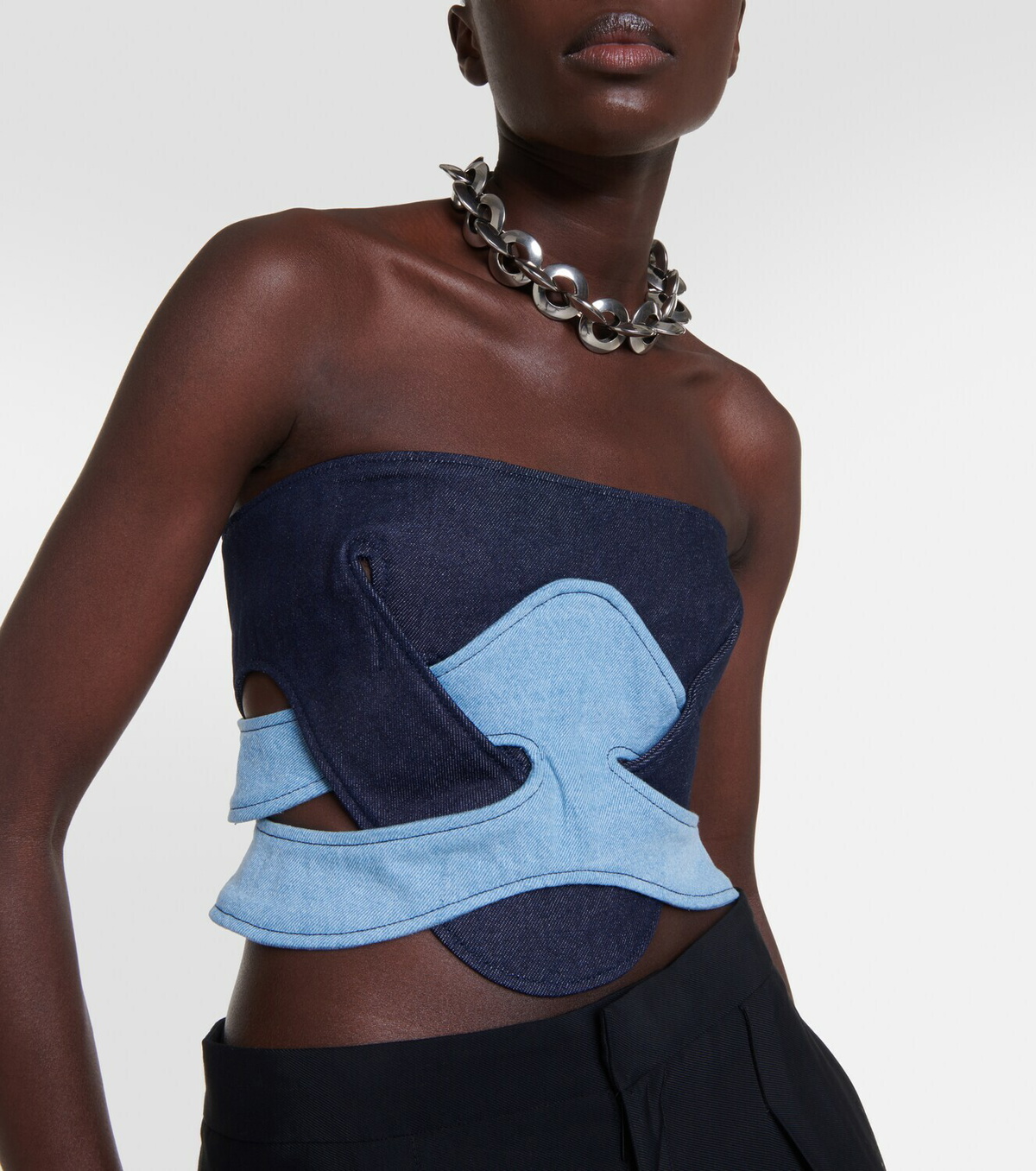 Dion Lee Strapless denim corset top