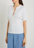Veronica Beard Reubian Ribbed Stretch-cotton top White