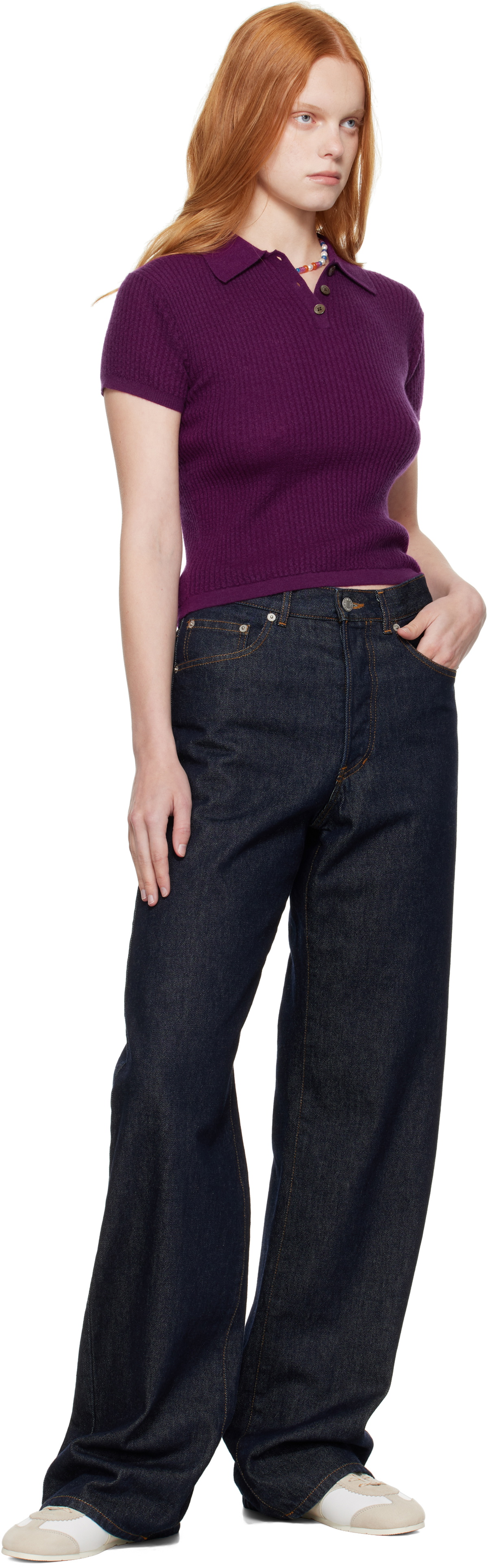 Guest in Residence Purple Shrunken Polo