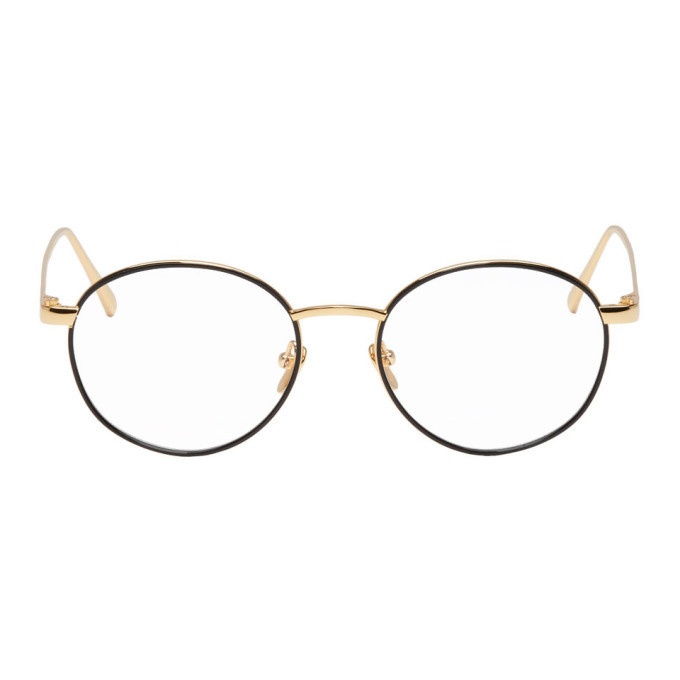 Photo: Linda Farrow Luxe Gold and Black 748 C1 Oval Glasses