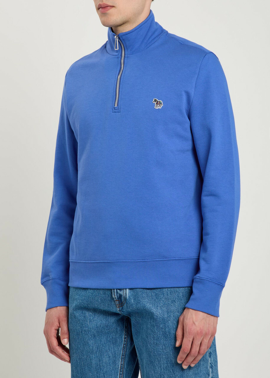 PS Paul Smith Appliquéd Half-zip Cotton Sweatshirt Blue