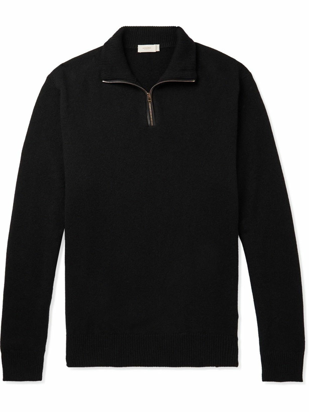 Photo: Agnona - Leather-Trimmed Cashmere Half-Zip Sweater - Black