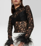 Rasario Fringed lace and crêpe gown