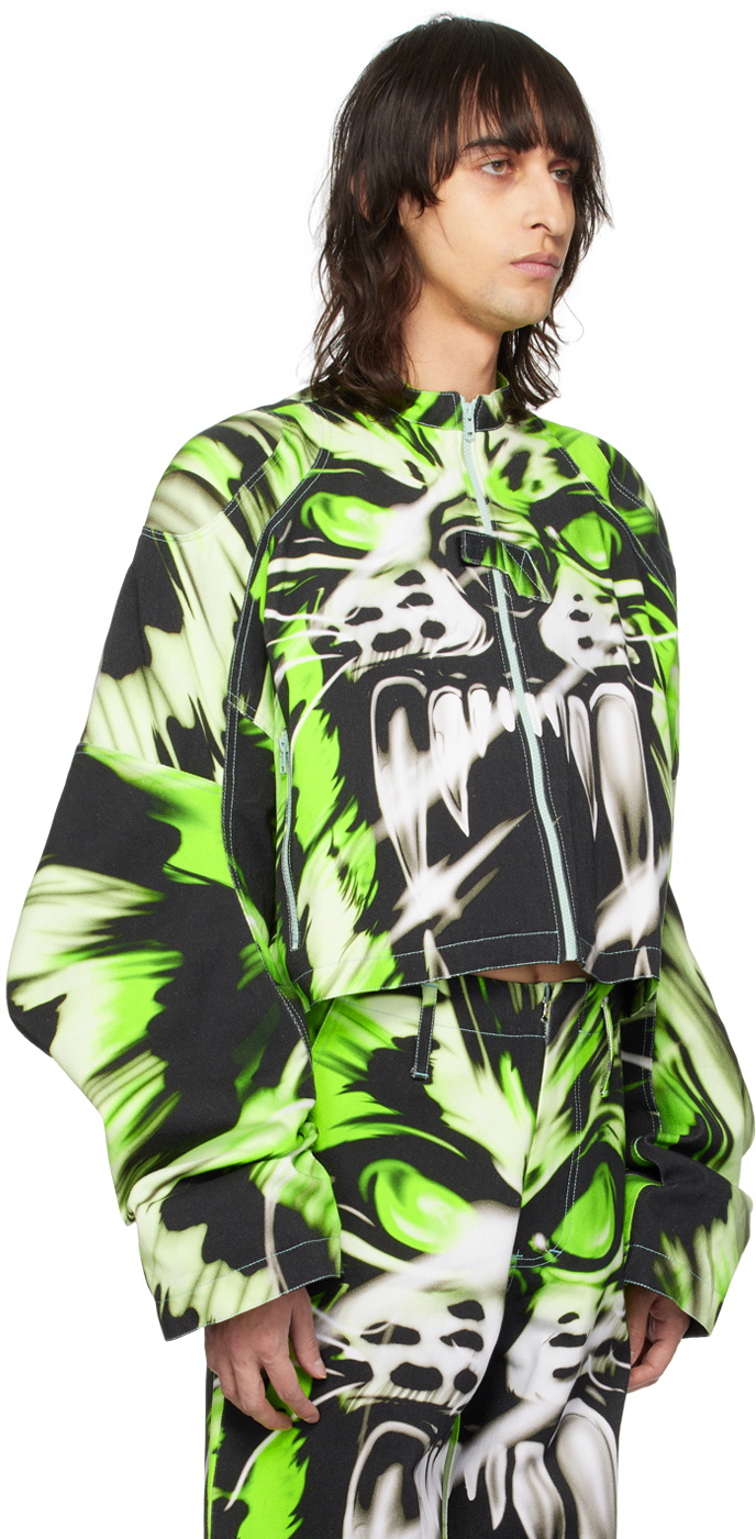 Gerrit Jacob Green Printed Denim Jacket