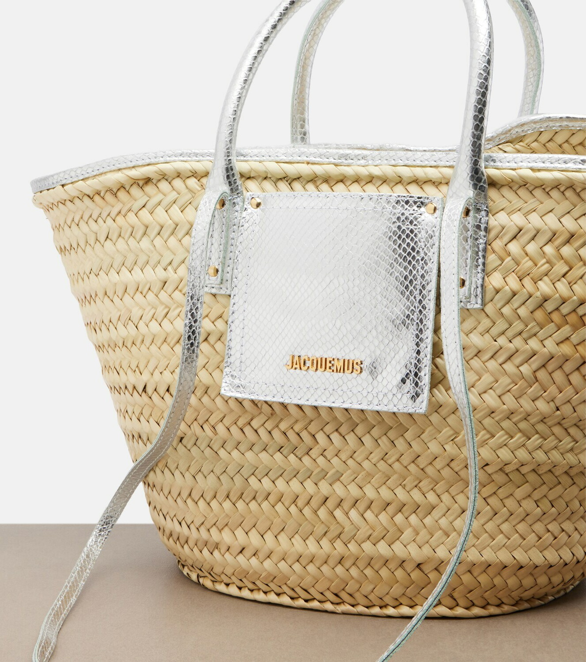 Jacquemus Soli Medium croc-effect raffia basket bag