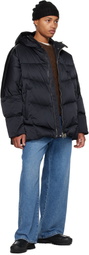 Solid Homme Navy Satin Down Jacket