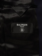 Balmain - Double-Breasted Appliquéd Wool-Twill Blazer - Blue