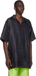 Dries Van Noten Black Silk Back Graphic Shirt