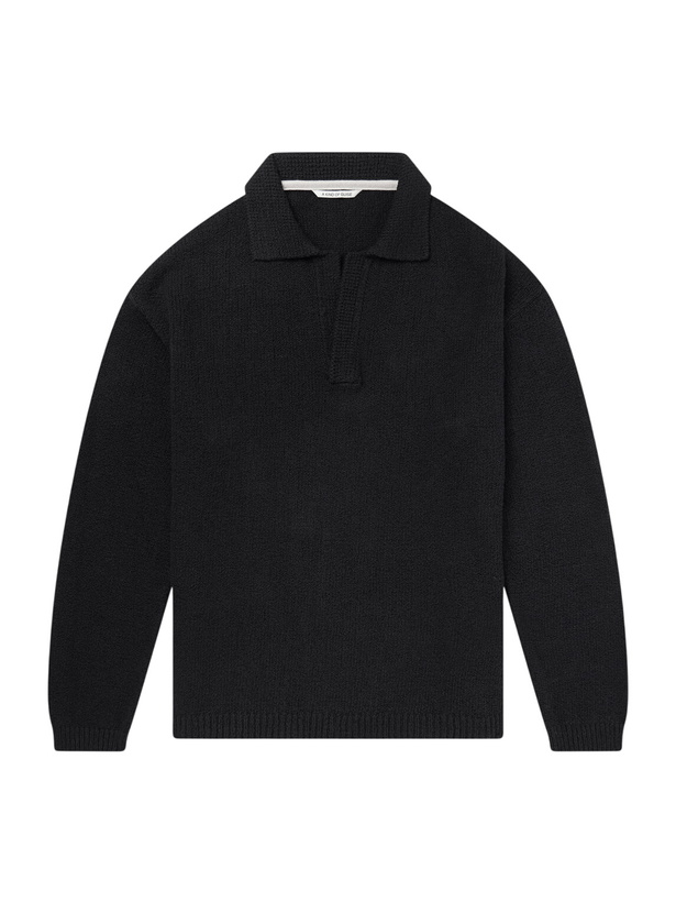 Photo: A Kind Of Guise - Marabou Knitted Organic Cotton Polo Shirt - Black