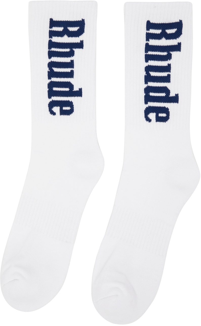 【関税込み】Rhude ホワイト RH Vertical Logo ソックス RHPS25SO02117_RHUDE_VERTICAL_L