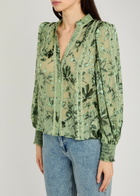 Alice + Olivia Arlette Devoré Chiffon Blouse Green