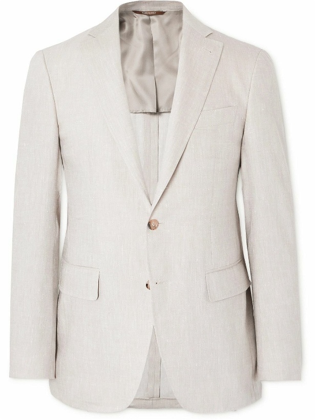 Photo: Canali - Kei Slim-Fit Linen and Wool-Blend Suit Jacket - Neutrals