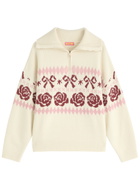Kitri Uma Fair Isle Intarsia Half-zip Jumper Cream